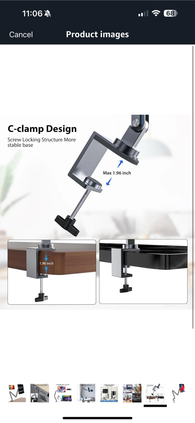 Adjustable Tablet/Monitor Desk Mount - 7-15.6 inch - photo 2