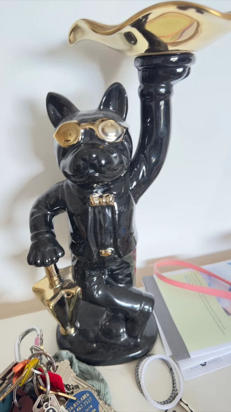 Dog Butler Statue with Tray