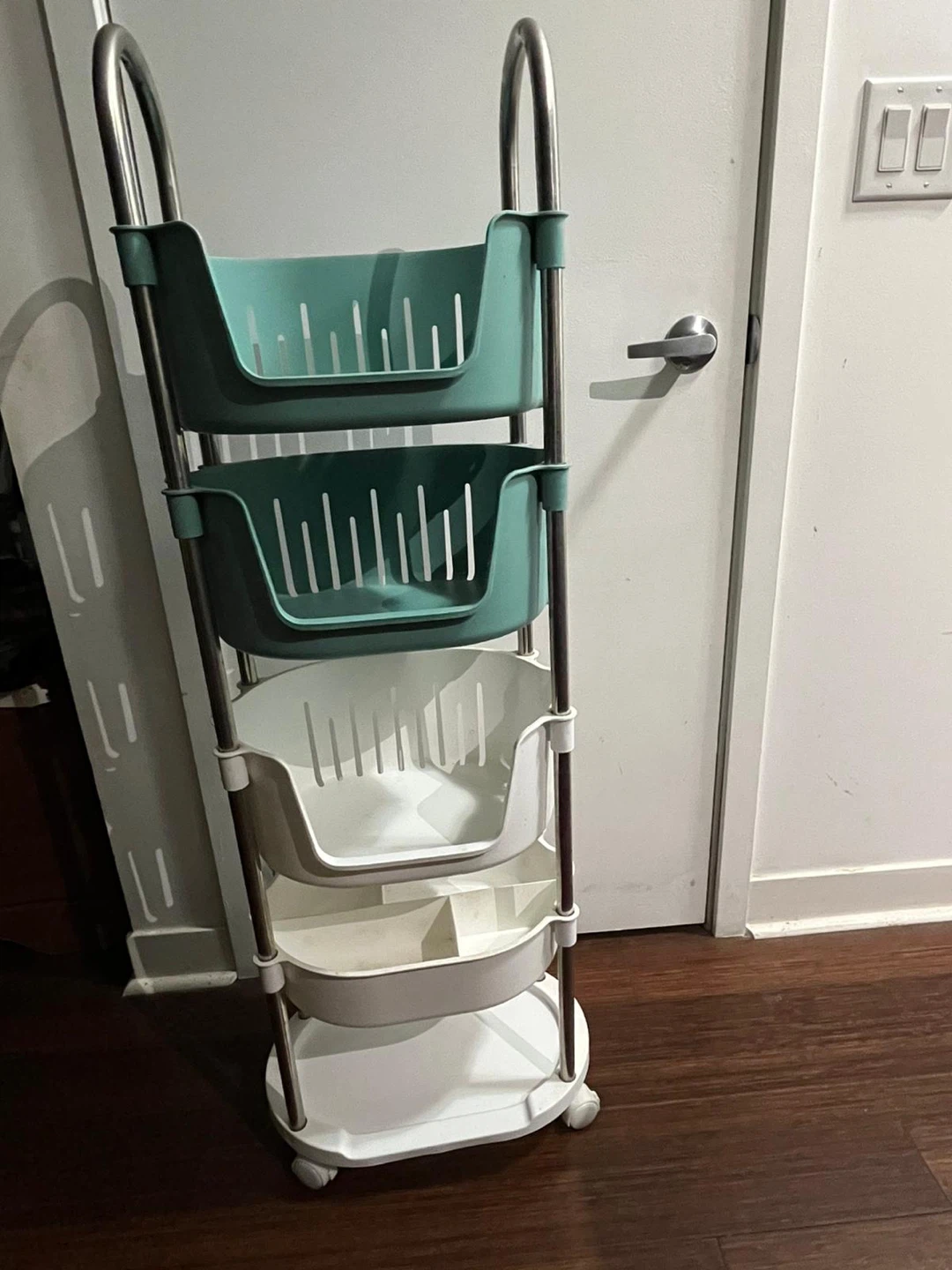 Rolling 4-Tier Storage Cart - Mint & White