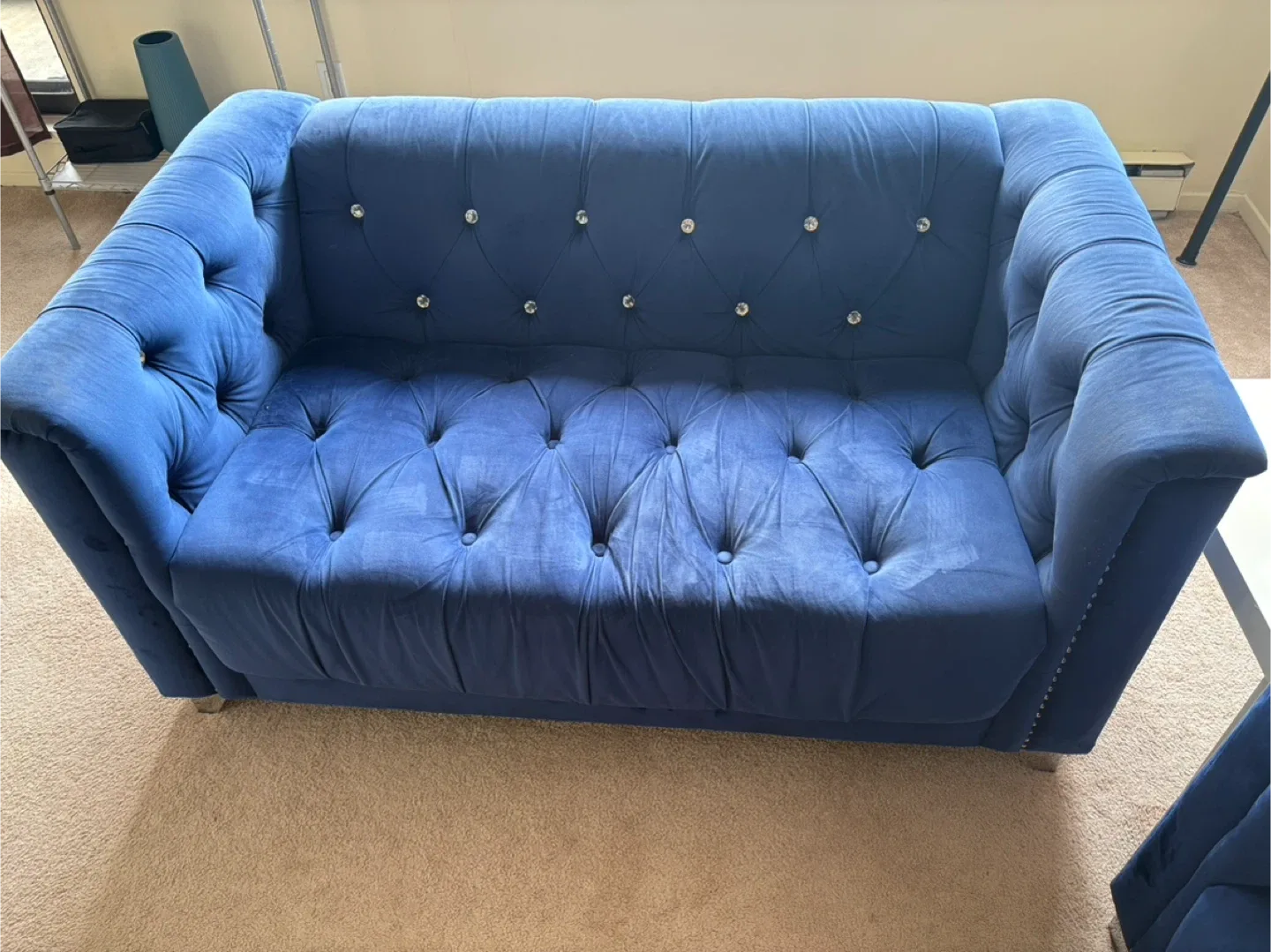 Blue Velvet Chesterfield Style Sofa & Chair Set image indicator(3)