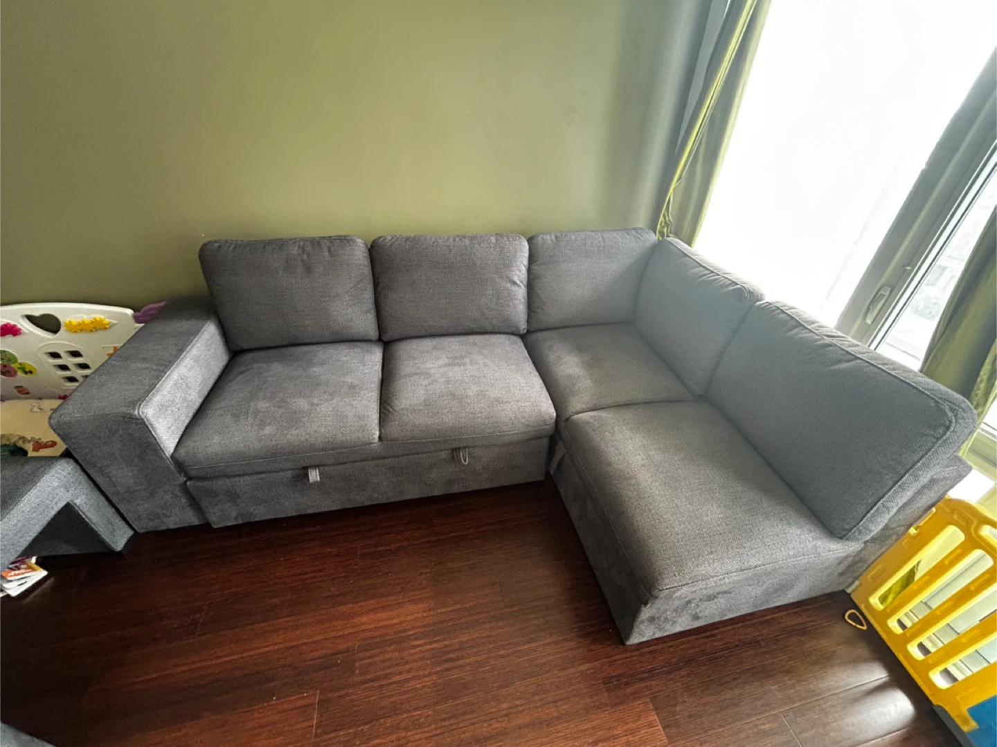 Grey Sectional Sofa with Storage