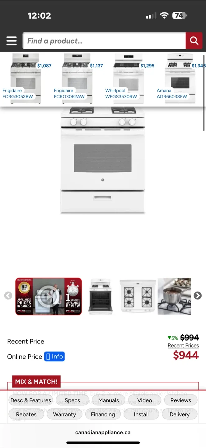 GE 30-inch White Gas Range (JCGBS60DEKWW) image indicator(3)