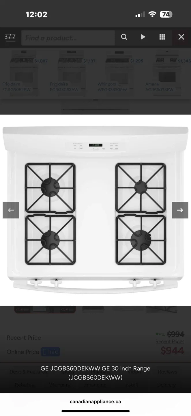 GE 30-inch White Gas Range (JCGBS60DEKWW) image indicator(2)