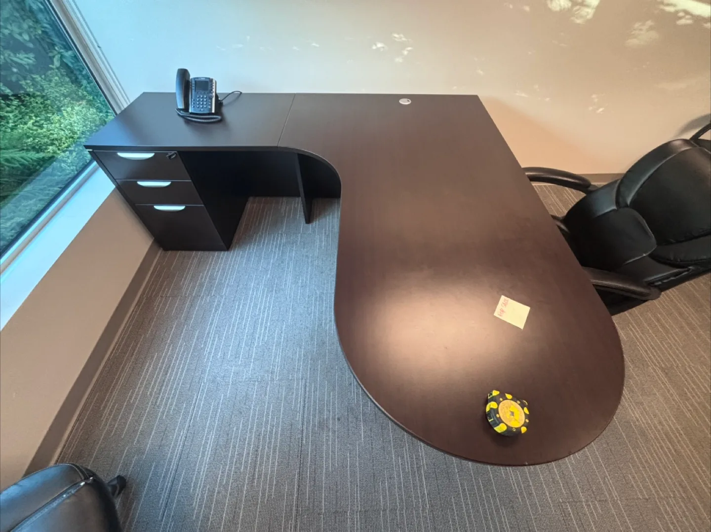 Large Brown Office Desk - 72" x 82" image indicator(3)