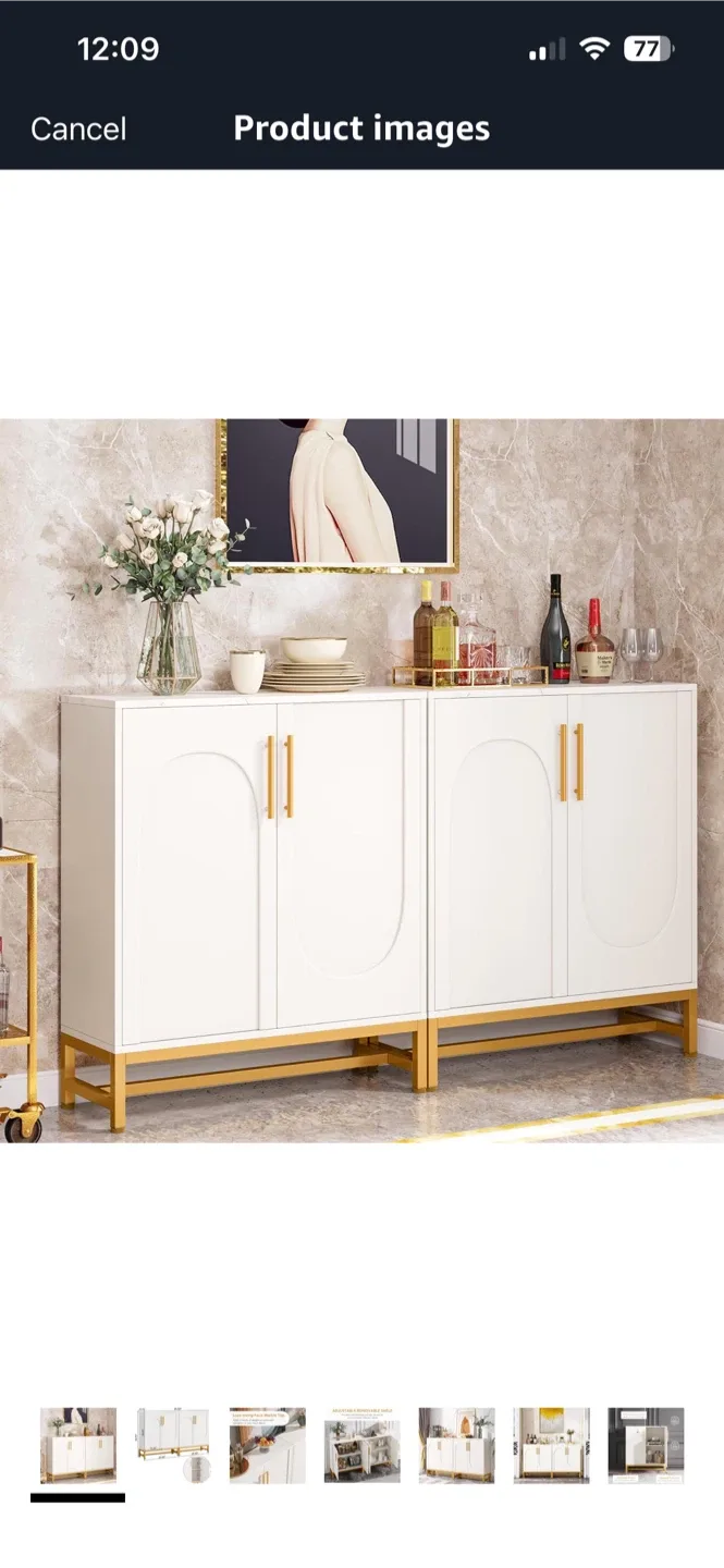 White & Gold Accent Cabinet - 59" Wide image indicator(2)