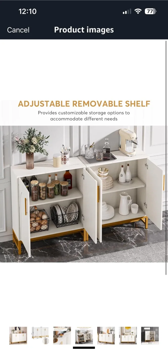 White & Gold Accent Cabinet - 59" Wide image indicator(3)