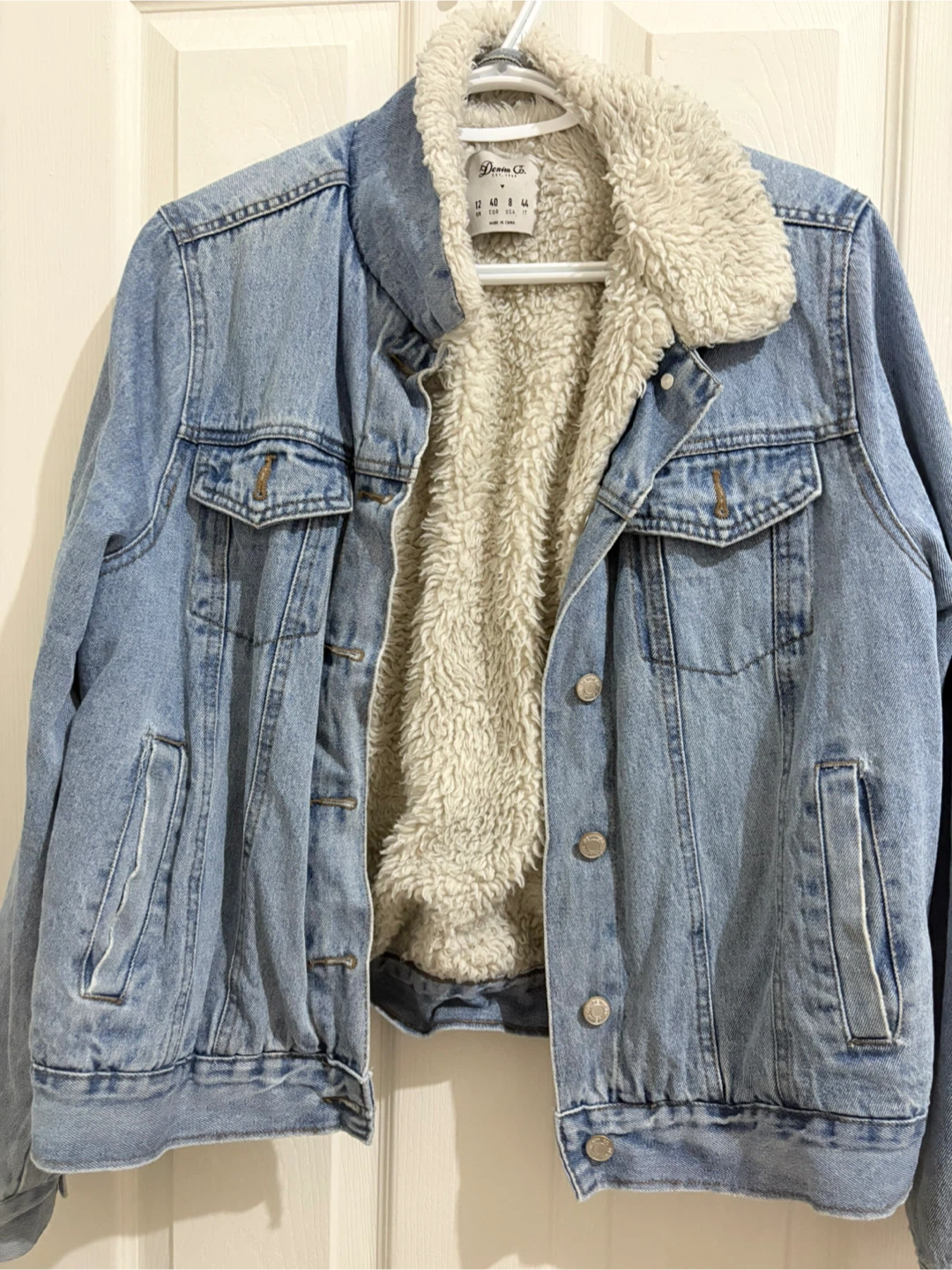 Denim Co. Jean Jacket with Sherpa Lining - Size 12