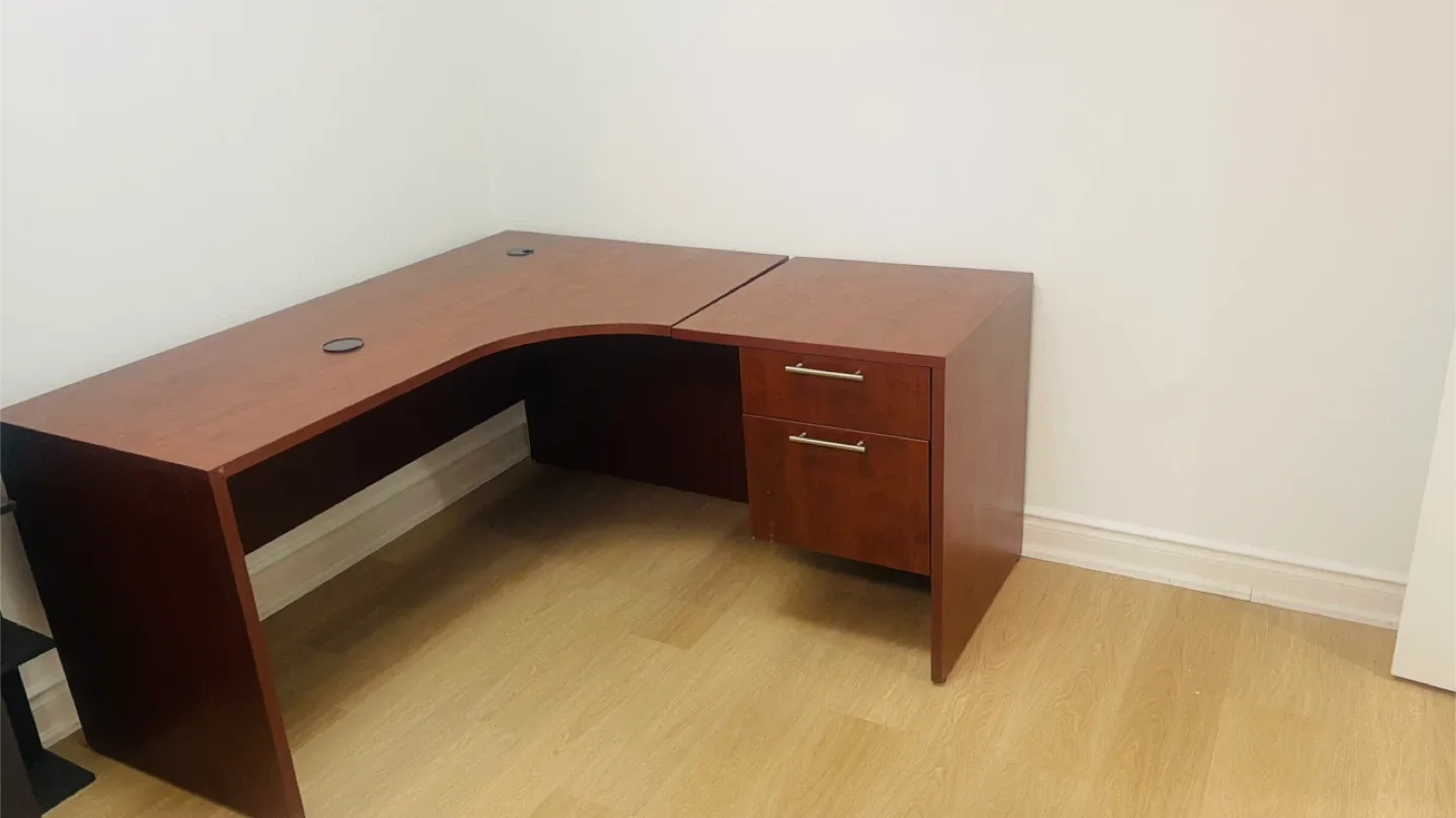Wooden L-Shaped Desk with Drawers image indicator(5)