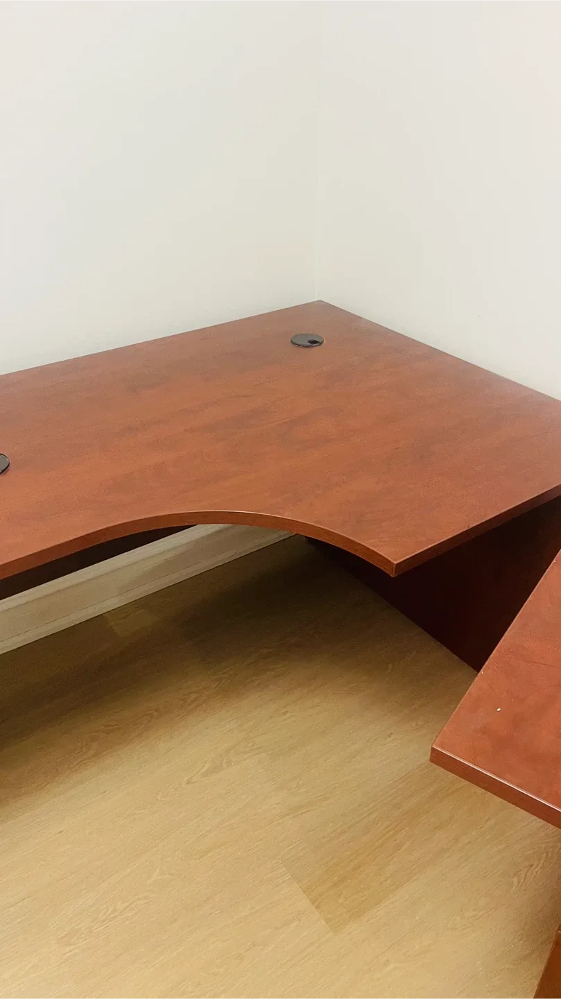 Wooden L-Shaped Desk with Drawers image indicator(2)