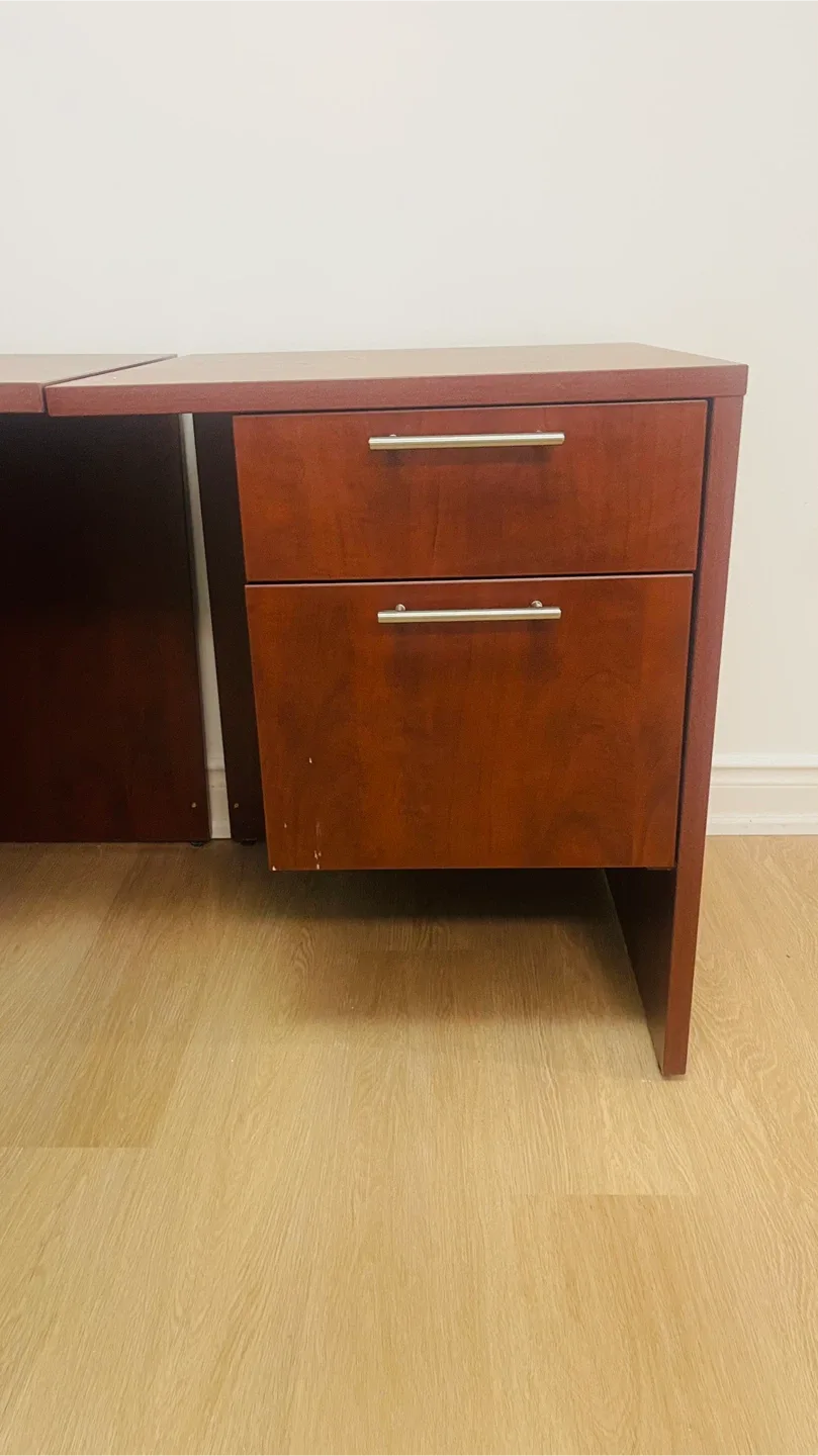 Wooden L-Shaped Desk with Drawers image indicator(4)