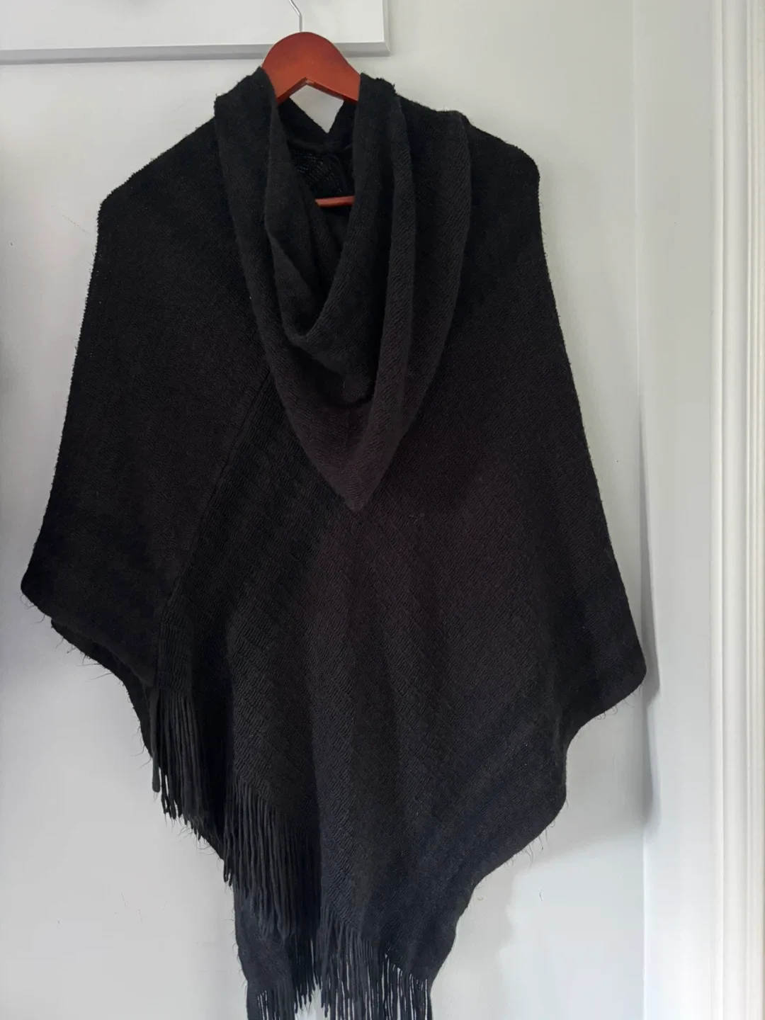 Black Poncho with Fringe thumbnail