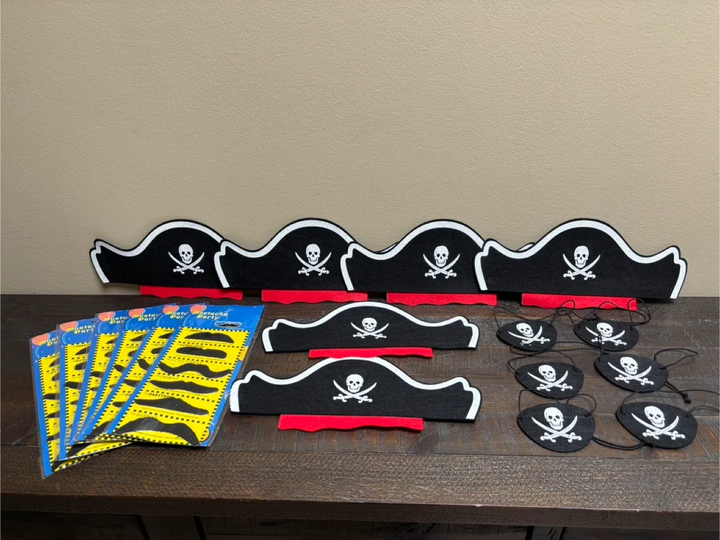 🥕Halloween Pirate Supplies - Hats, Eye Patches & Mustaches thumbnail