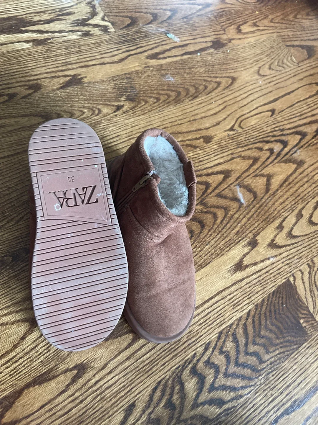 Zara Brown Faux Suede Ankle Boots - Size 5 image indicator(2)