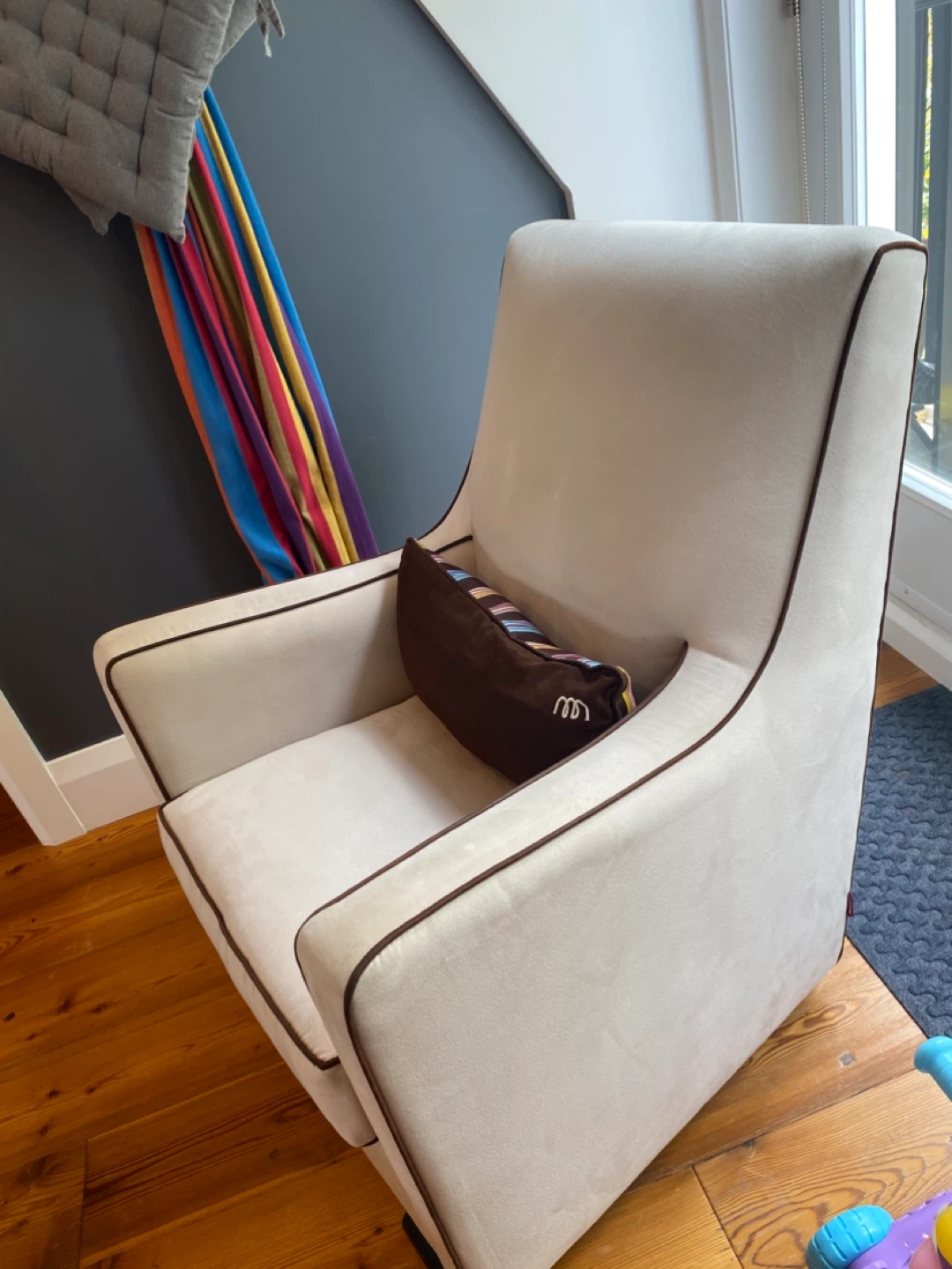 Monte Cream Swivel Glider Chair and ottoman