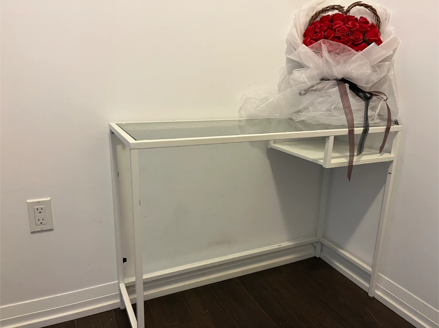 White Desk with Glass Top