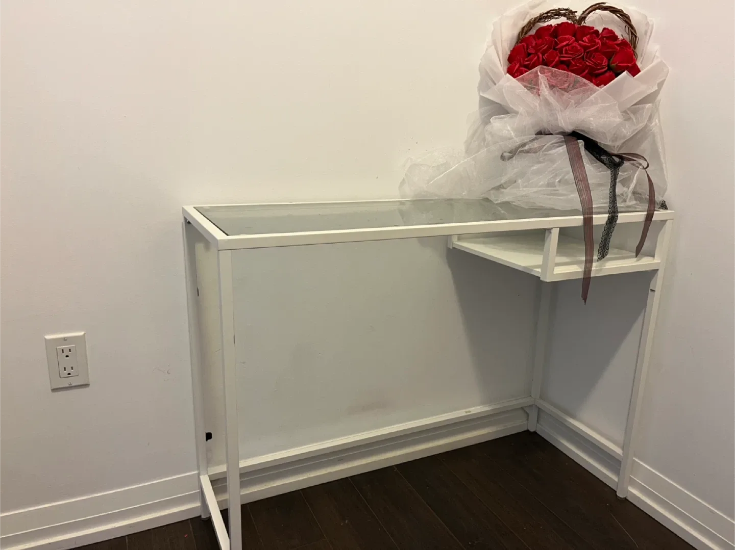 White Desk with Glass Top