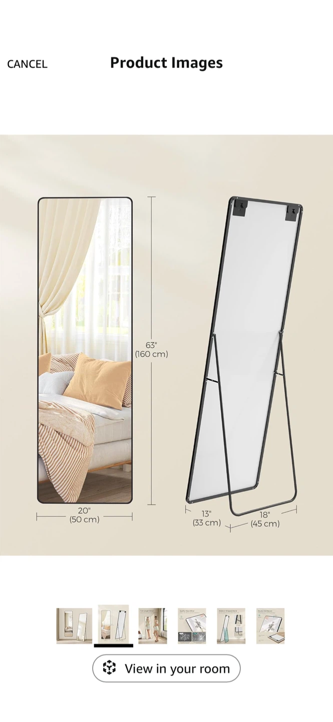 Full Length Mirror - 63" x 20"