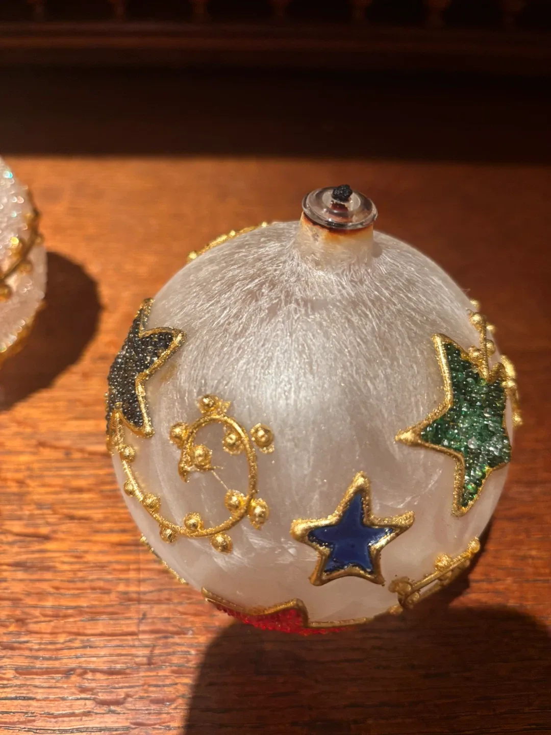 3 Vintage Xmas Glass Oil Lamps (balls)🥕 image indicator(3)