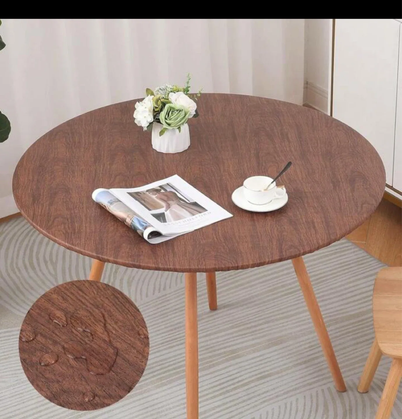 Round Wood Grain Tablecloth