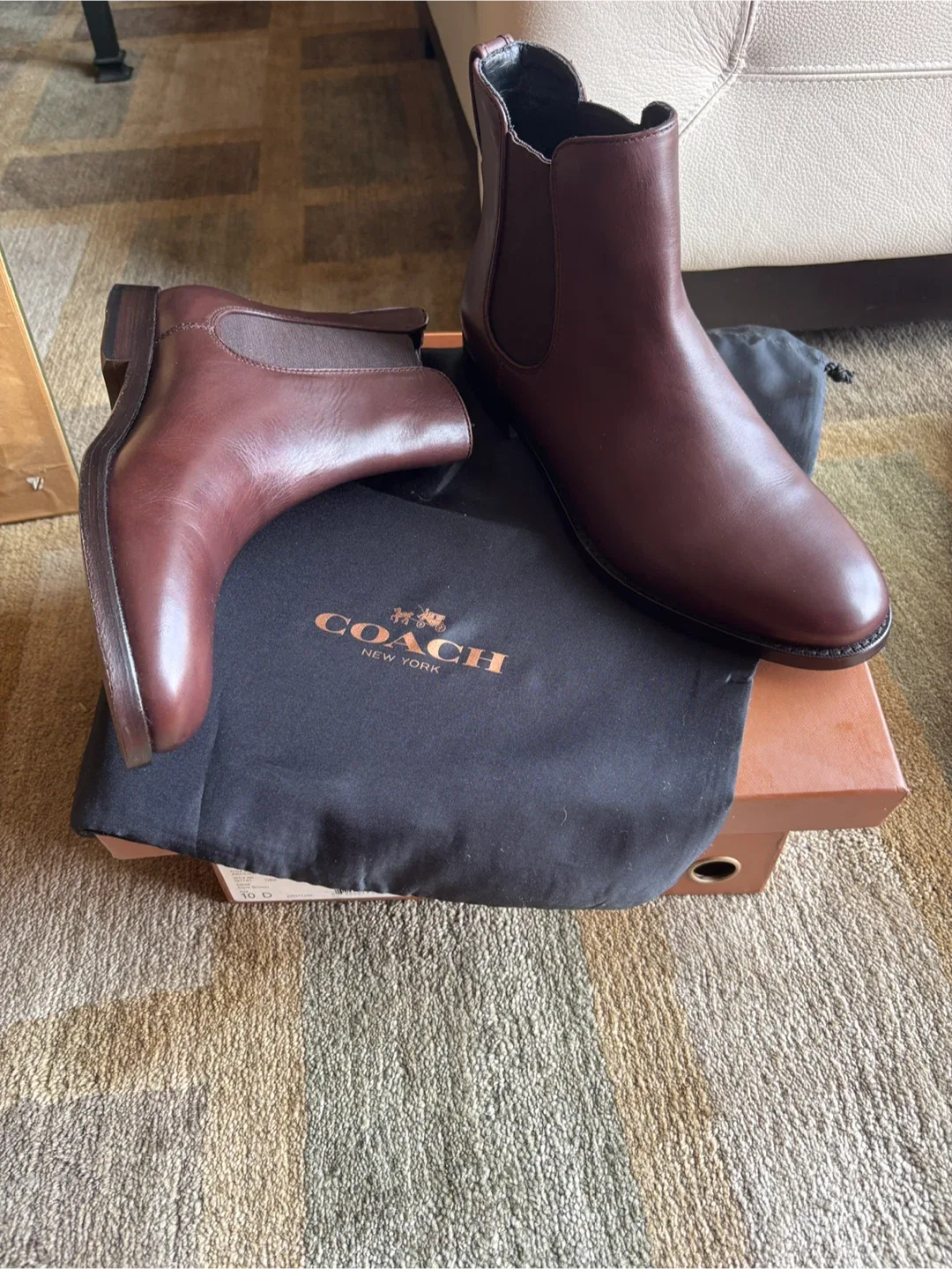 🥕Coach Gold Chelsea Boots, Size 10D Dark Brown thumbnail