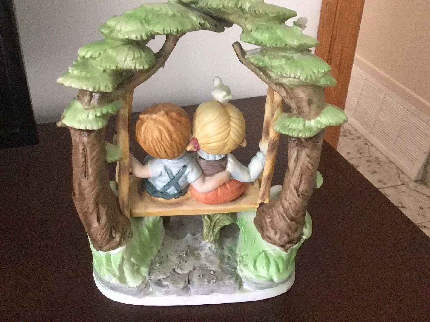 Vintage Boy and Girl on Swing Figurine
