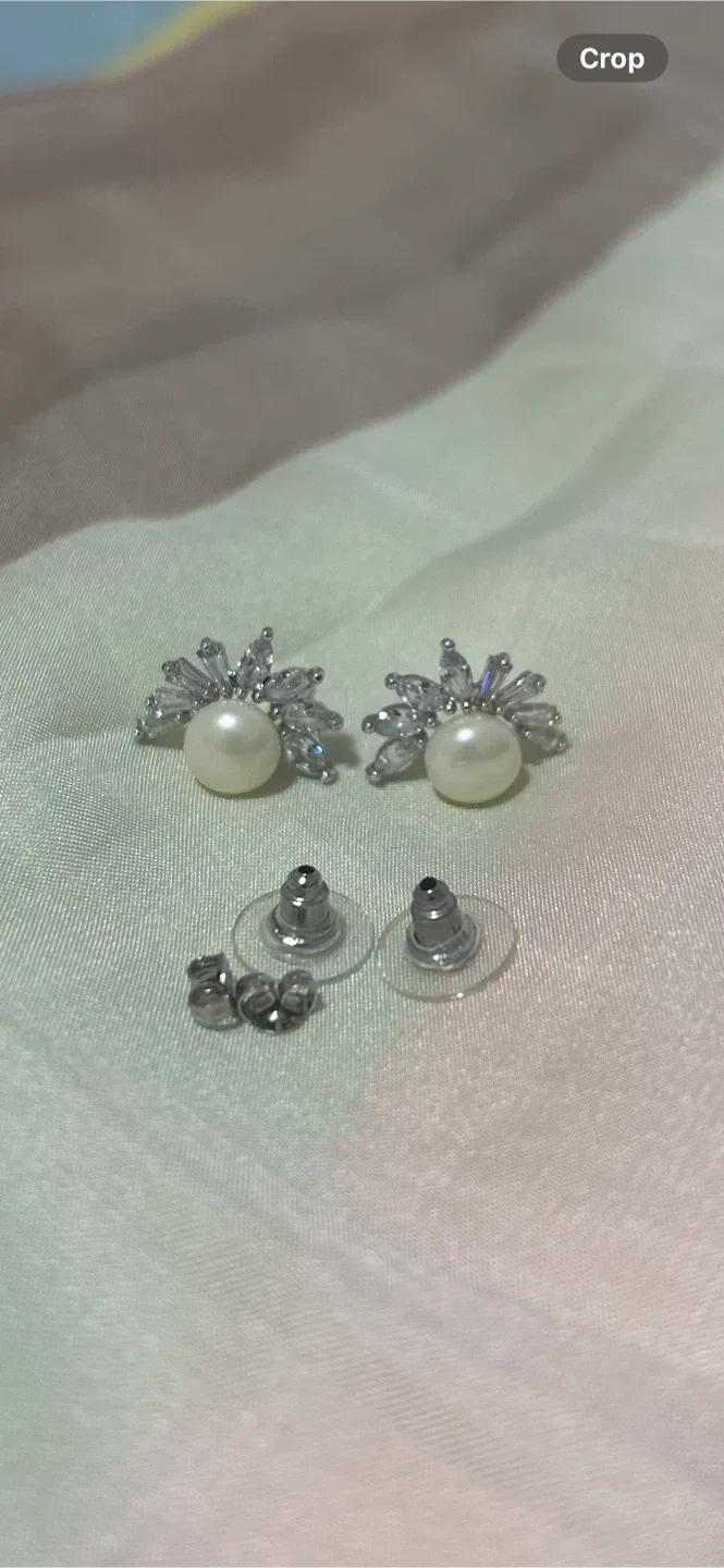sterling silver pearl stud earrings thumbnail