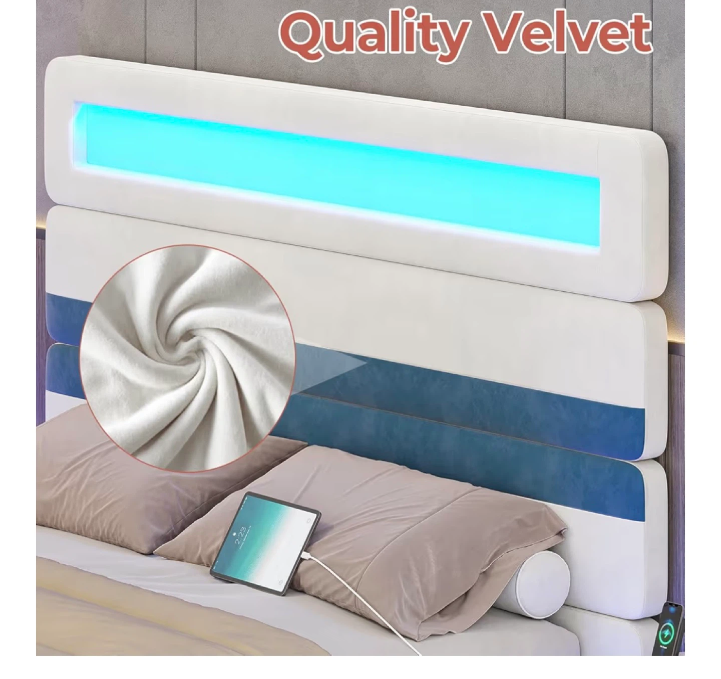 Smart RGB LED Bed Frame with Charging Station - photo 3