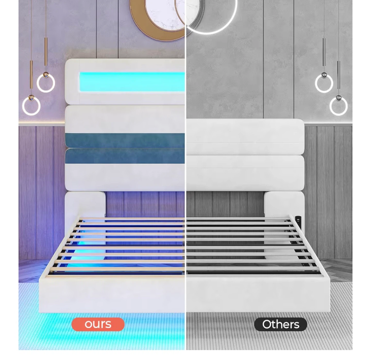 Smart RGB LED Bed Frame with Charging Station - photo 5