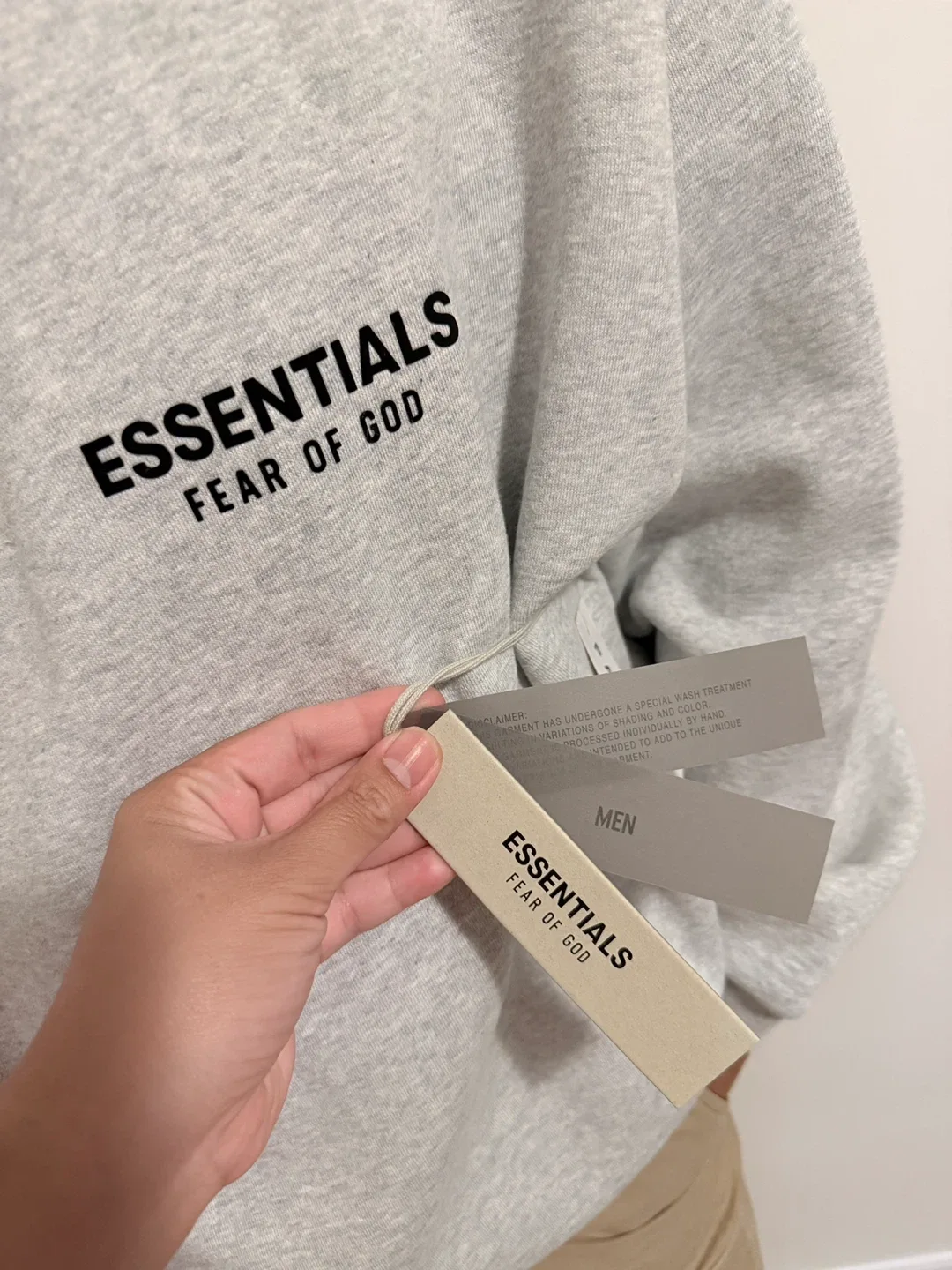 New Essentials Fear of God Hoodie - Light Heather, Size M image indicator(3)