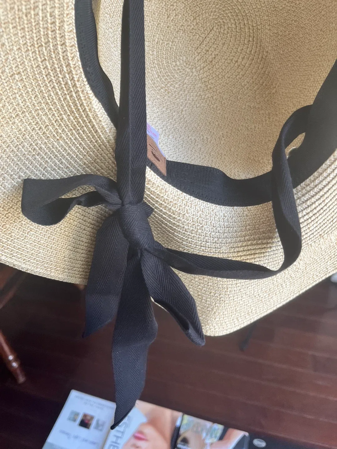 Hatiis Sun Hat - Beige with Black Ribbon image indicator(8)