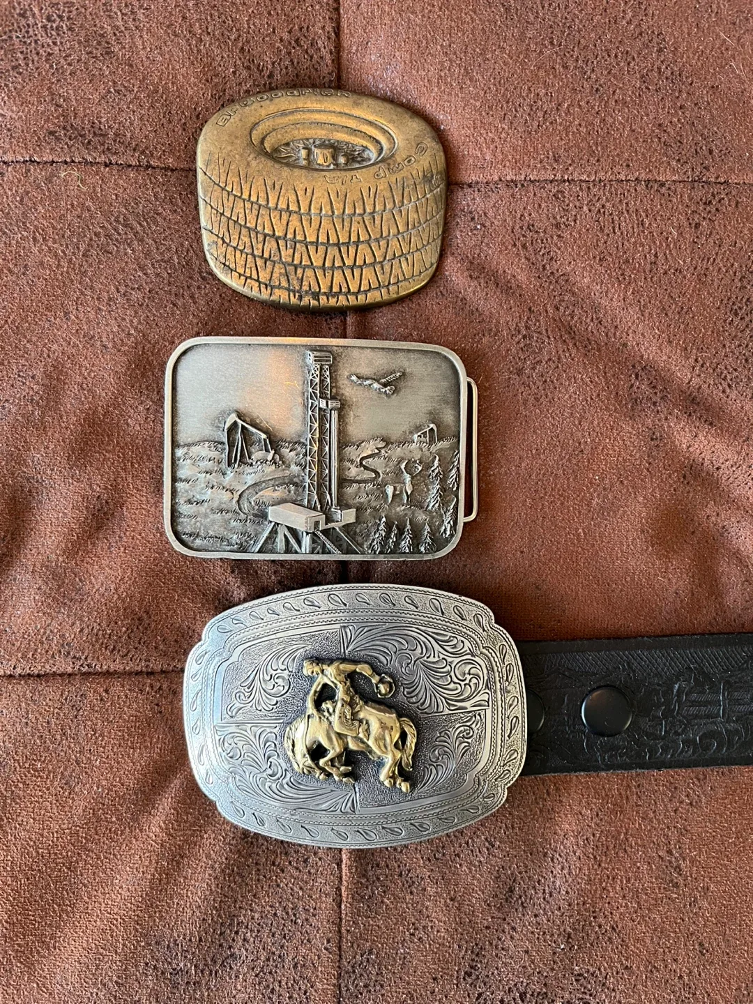 Leather Belt size 36 with 3 Belt Buckles thumbnail