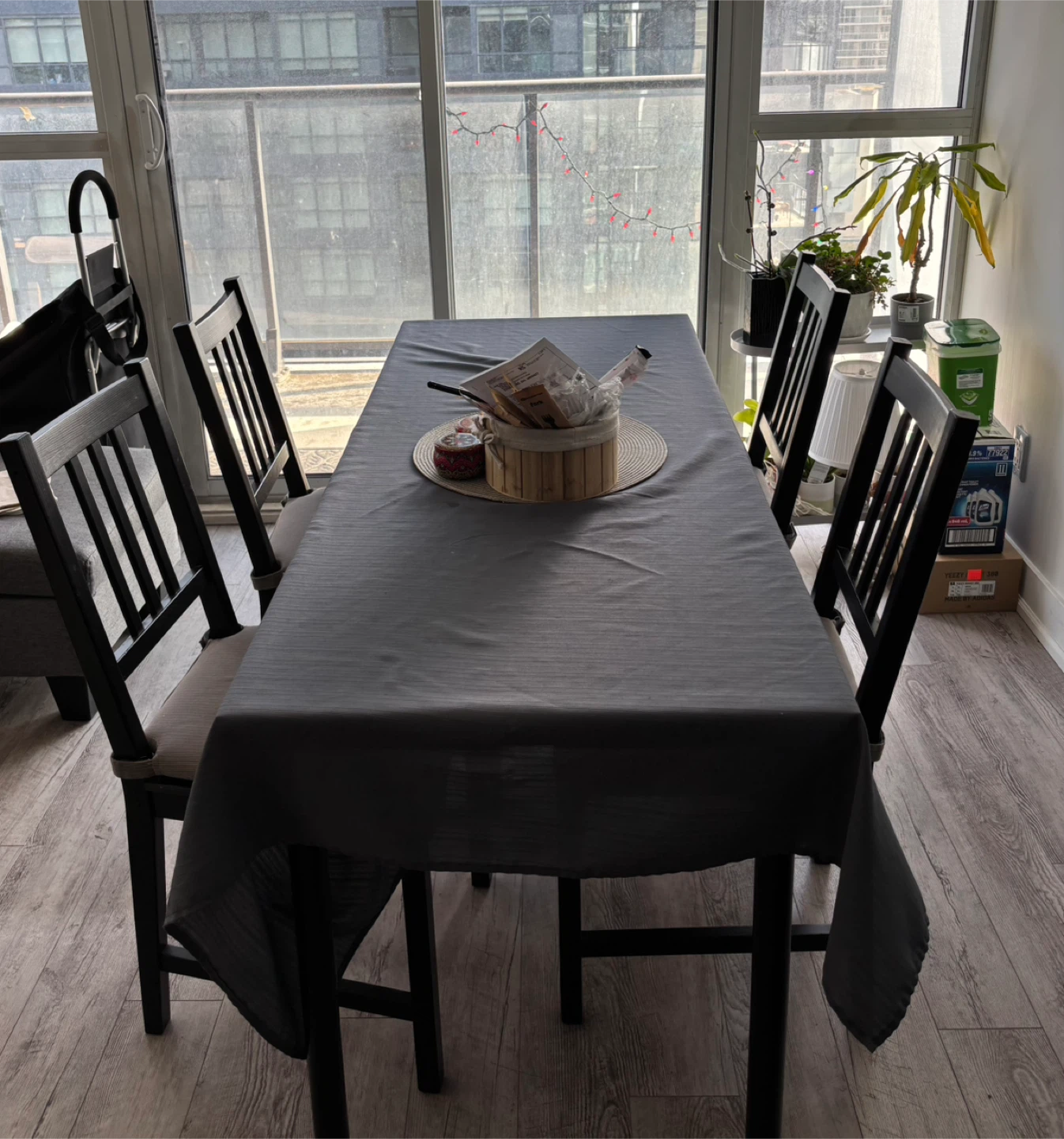 IKEA Dining Table/Chairs/4 Seat Cushions/Tablecloth