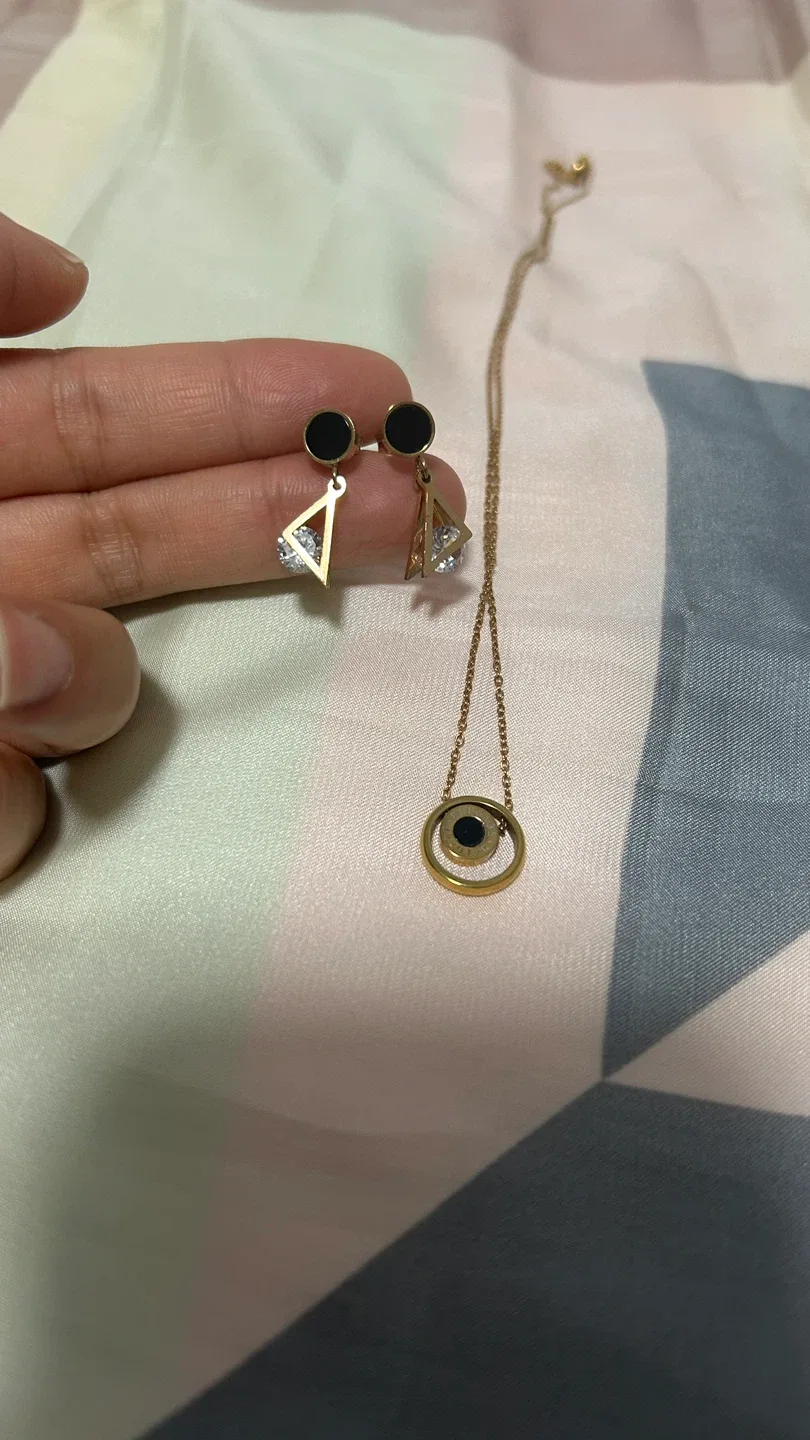 Gold Necklace and Earring Set thumbnail