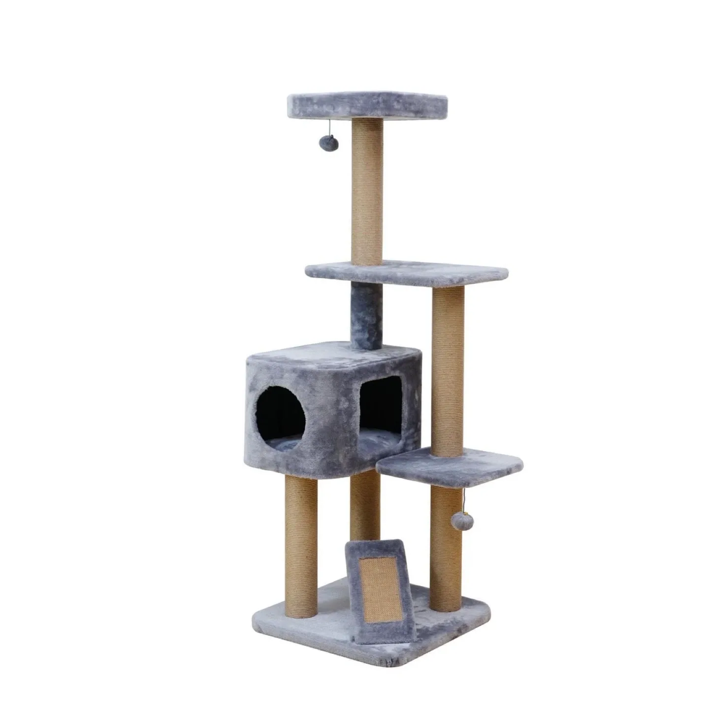 Gray Cat Tree Tower with Scratching Posts