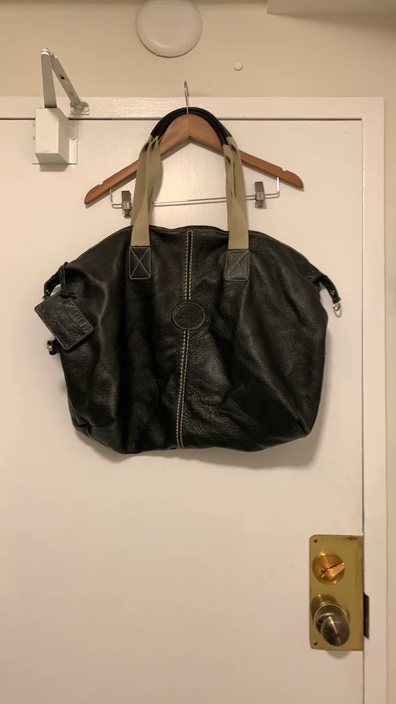 Roots Black Leather Tote Bag thumbnail