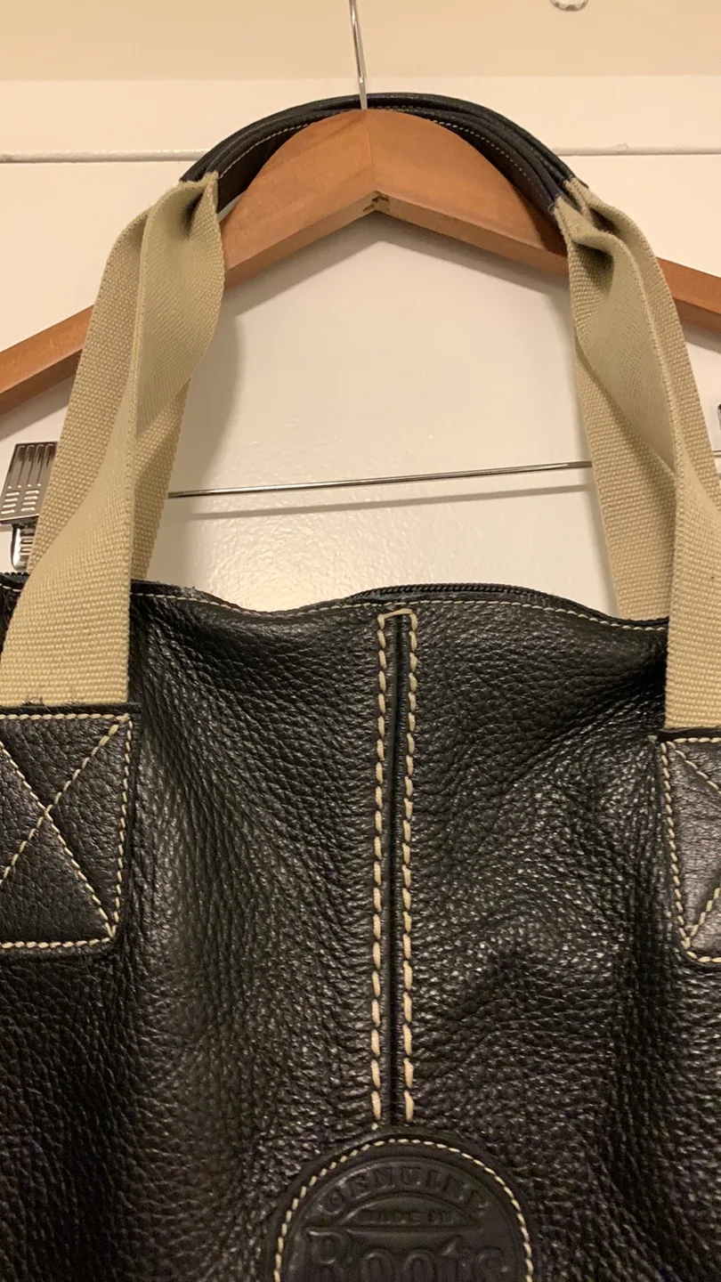 Roots Black Leather Tote Bag image indicator(6)