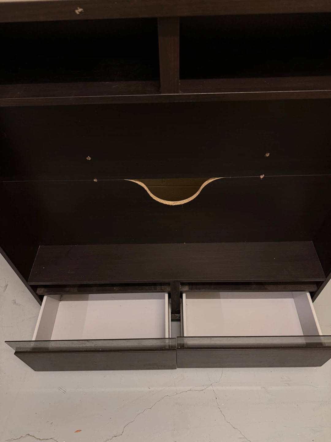 Dark Brown TV stand with Bookshelf and Drawers - photo 2