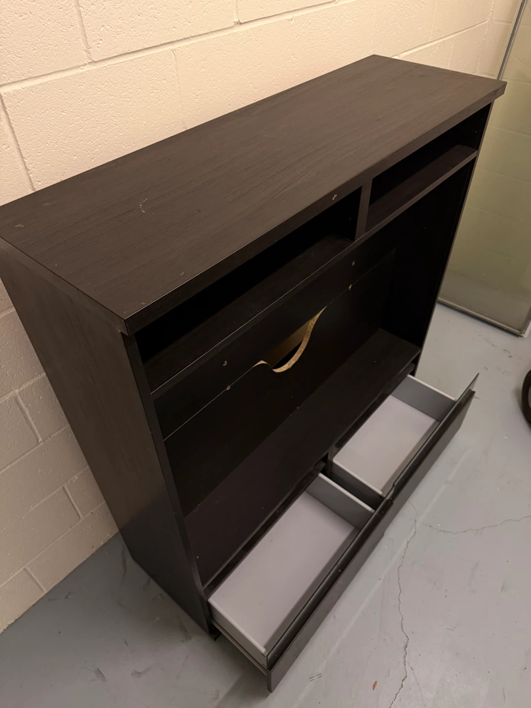 Dark Brown TV stand with Bookshelf and Drawers - photo 3