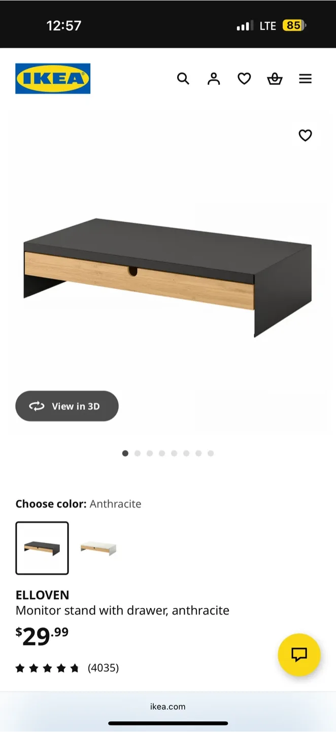 IKEA Elloven Monitor Stand with Drawer - Black image indicator(3)