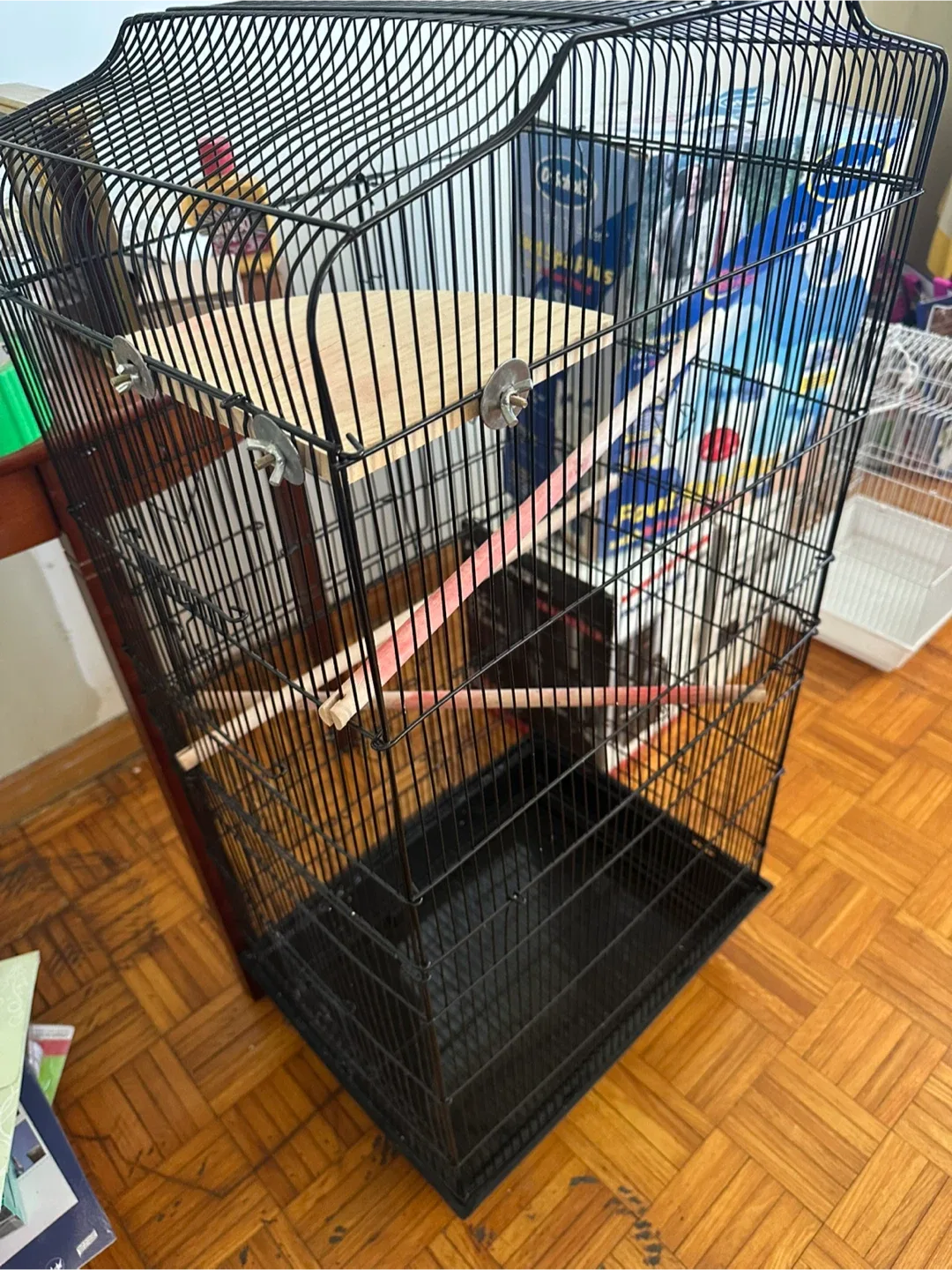 Tall 2 Door Bird Cage in Black w/ Perches image indicator(2)