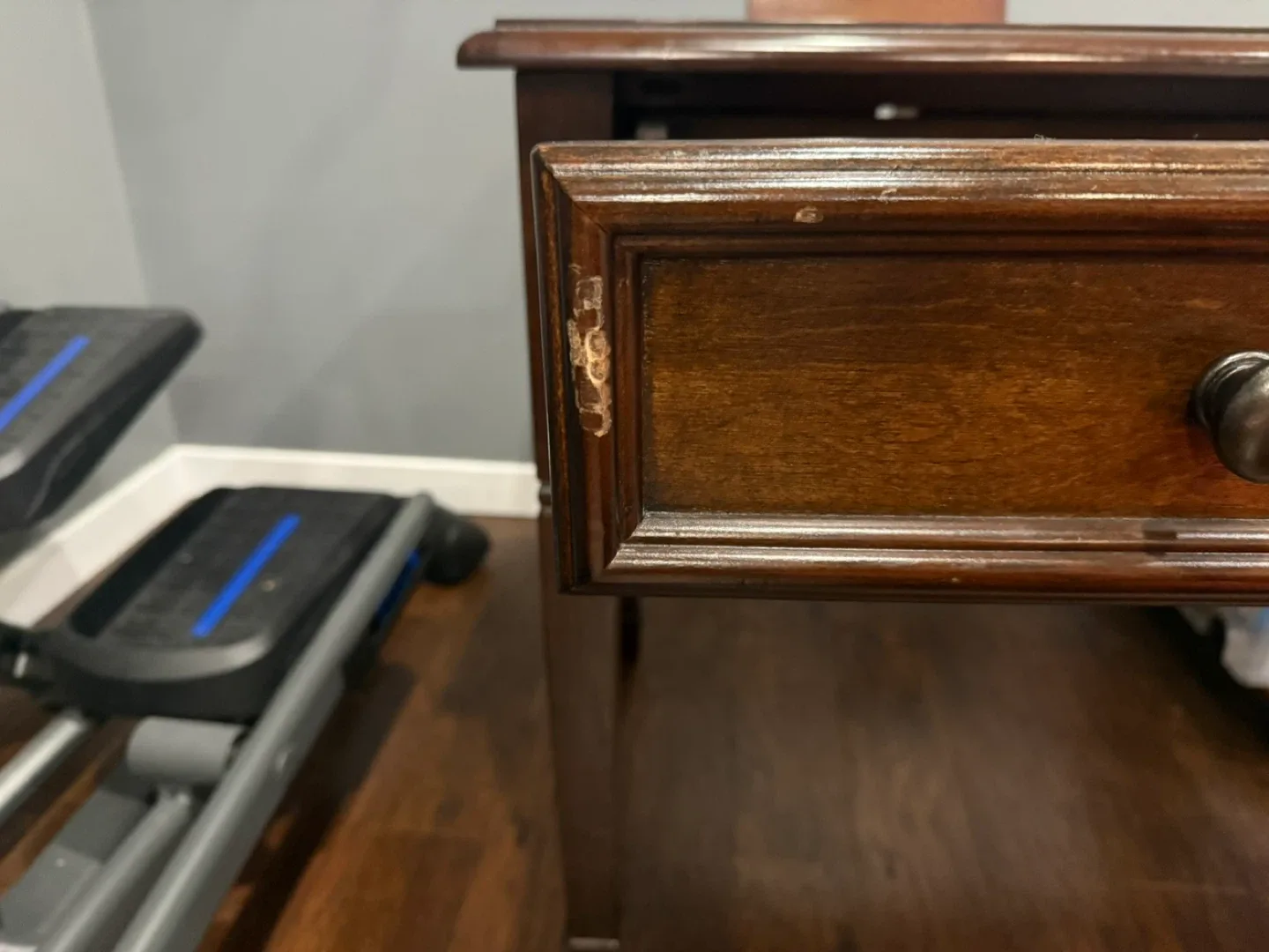 Brown Wood Desk with Charging Station image indicator(2)