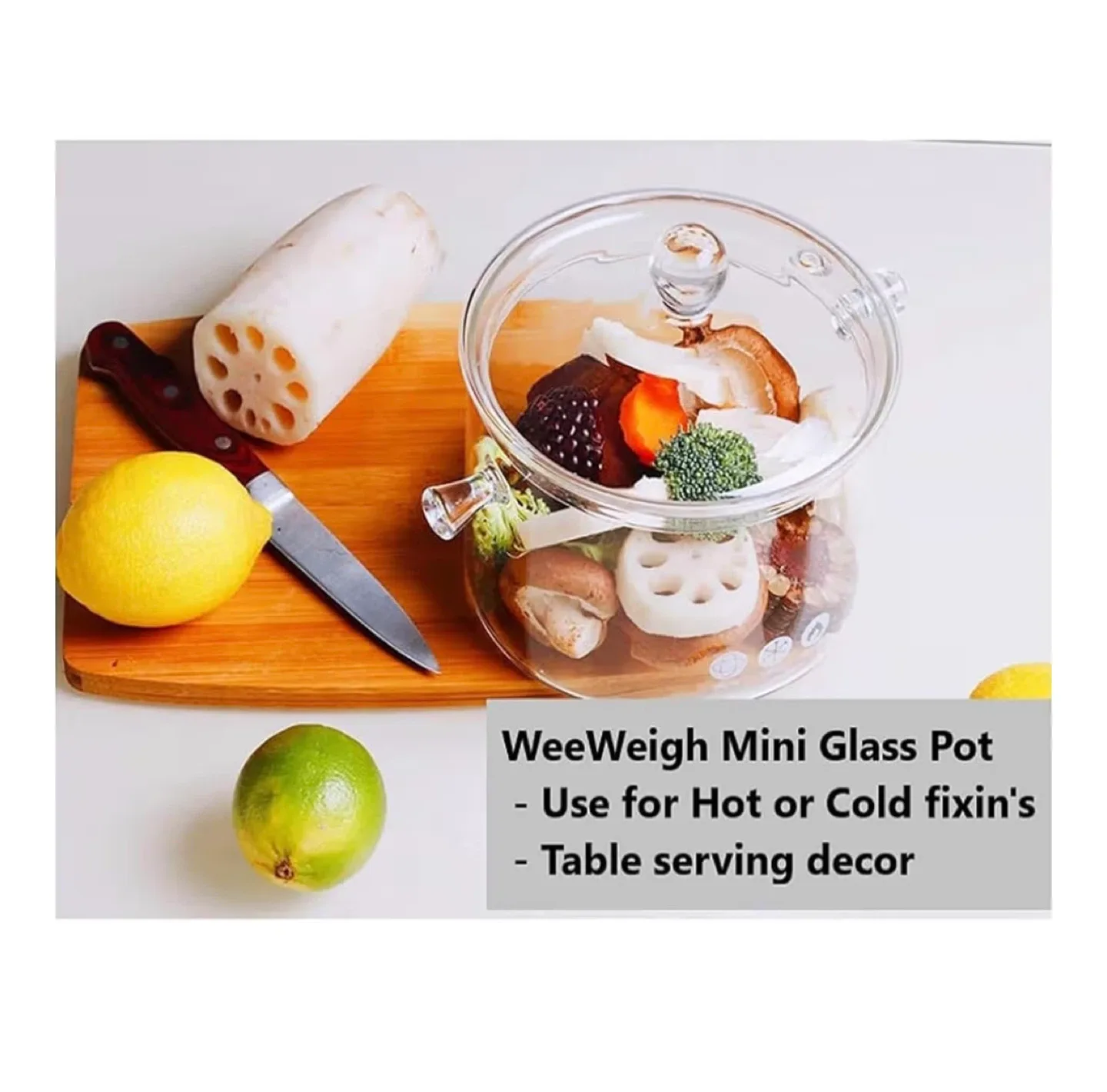 Simmer Pot 2.3L / 81oz Clear Heat-Resistant Glass Pot with Lid image indicator(6)