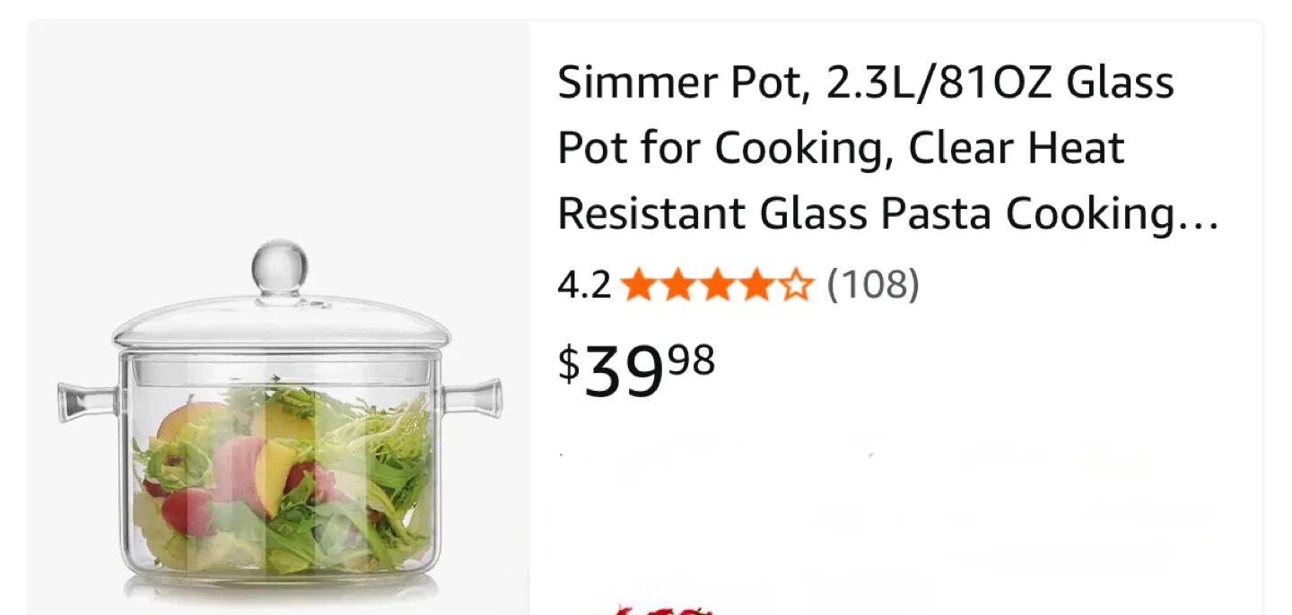 Simmer Pot 2.3L / 81oz Clear Heat-Resistant Glass Pot with Lid image indicator(8)