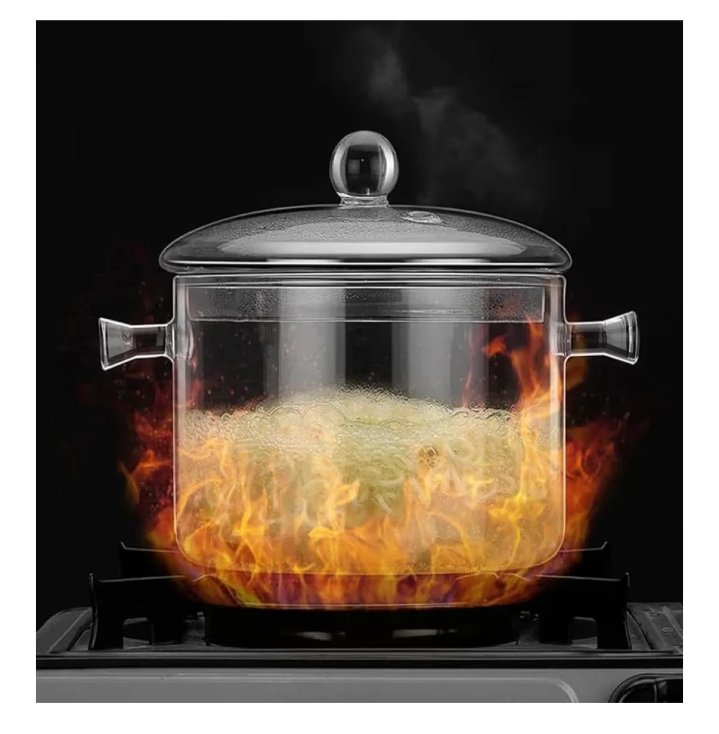 Simmer Pot 2.3L / 81oz Clear Heat-Resistant Glass Pot with Lid image indicator(7)