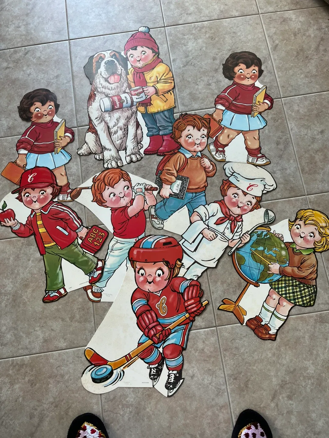 Vintage Cardboard Cutouts - Hockey Player, Golfer, Chef, etc