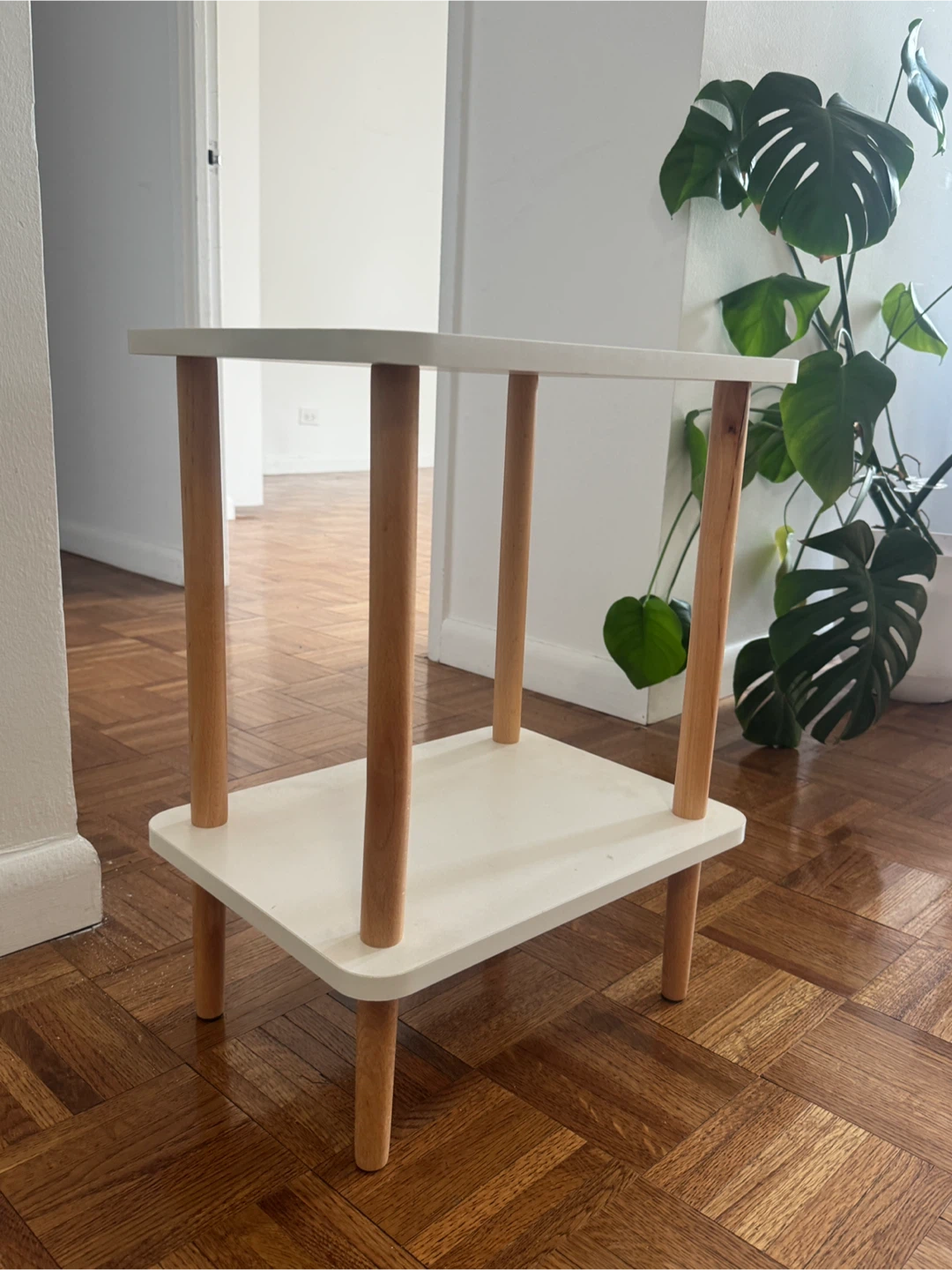 White & Wood Side Table
