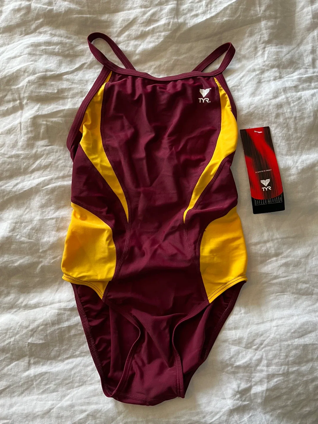 TYR Sport Swimsuit - Maroon & Yellow size S thumbnail