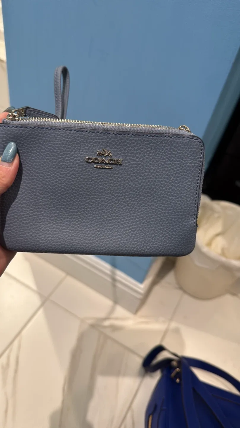 Coach Double Zip Wristlet - Blue thumbnail