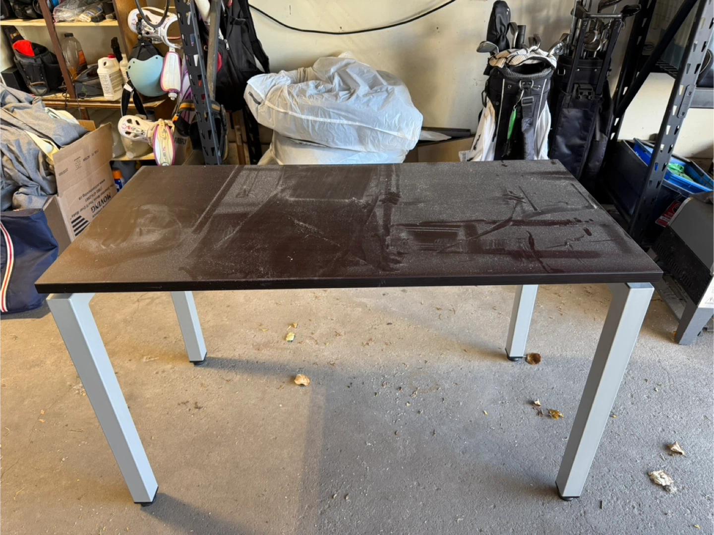 Brown Desk with Silver Legs