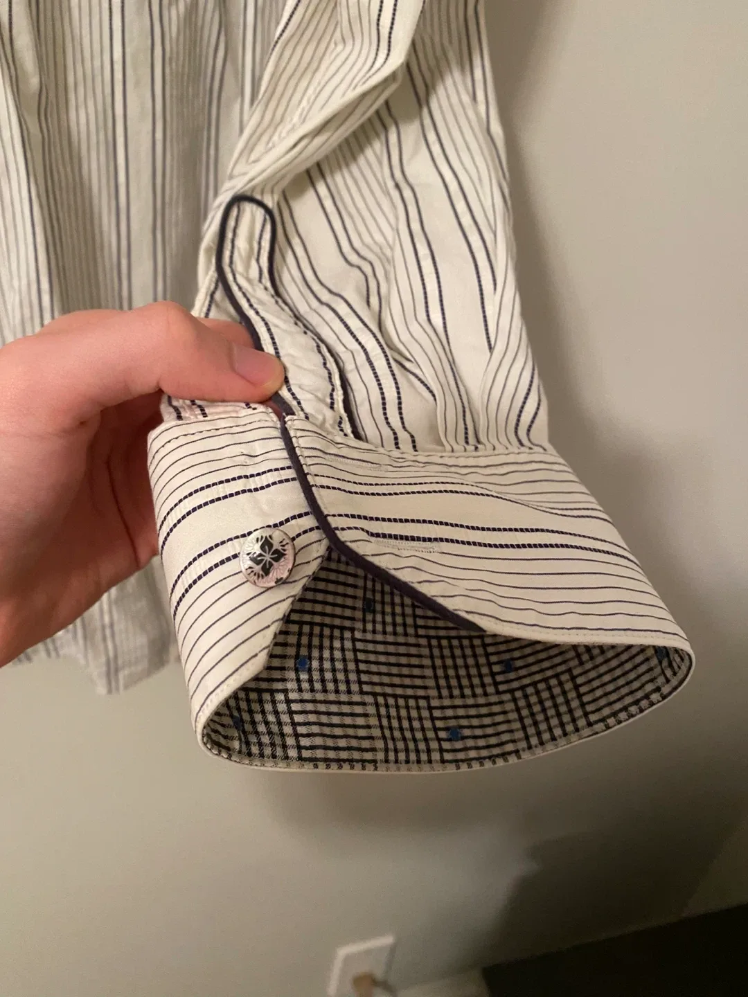 Vintage Striped Embroidered Button-Down Shirt image indicator(4)